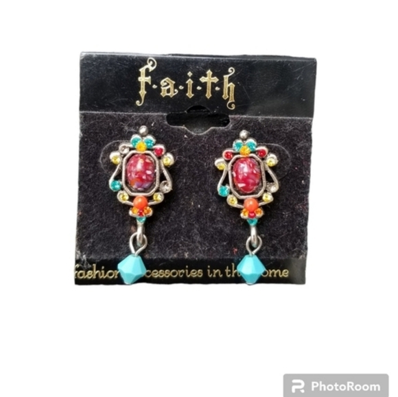 F.A.I.T.H BRAND NWT SILVERTONED & AUSTRIAN CRYSTAL EARRINGS - Picture 1 of 5
